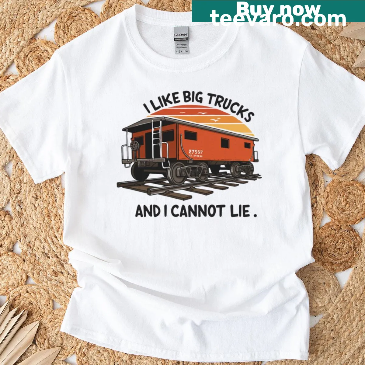 Oversized t-shirt with humorous truck-themed text — on a men's t-shirt