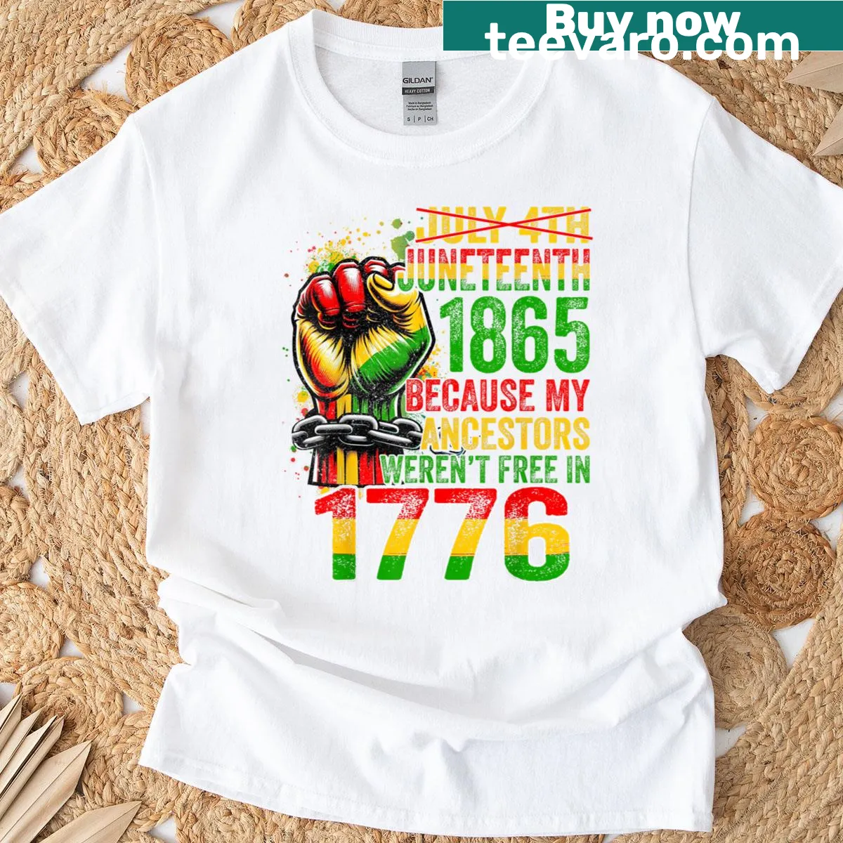 T-shirt celebrating Juneteenth and Black History — on a men's t-shirt