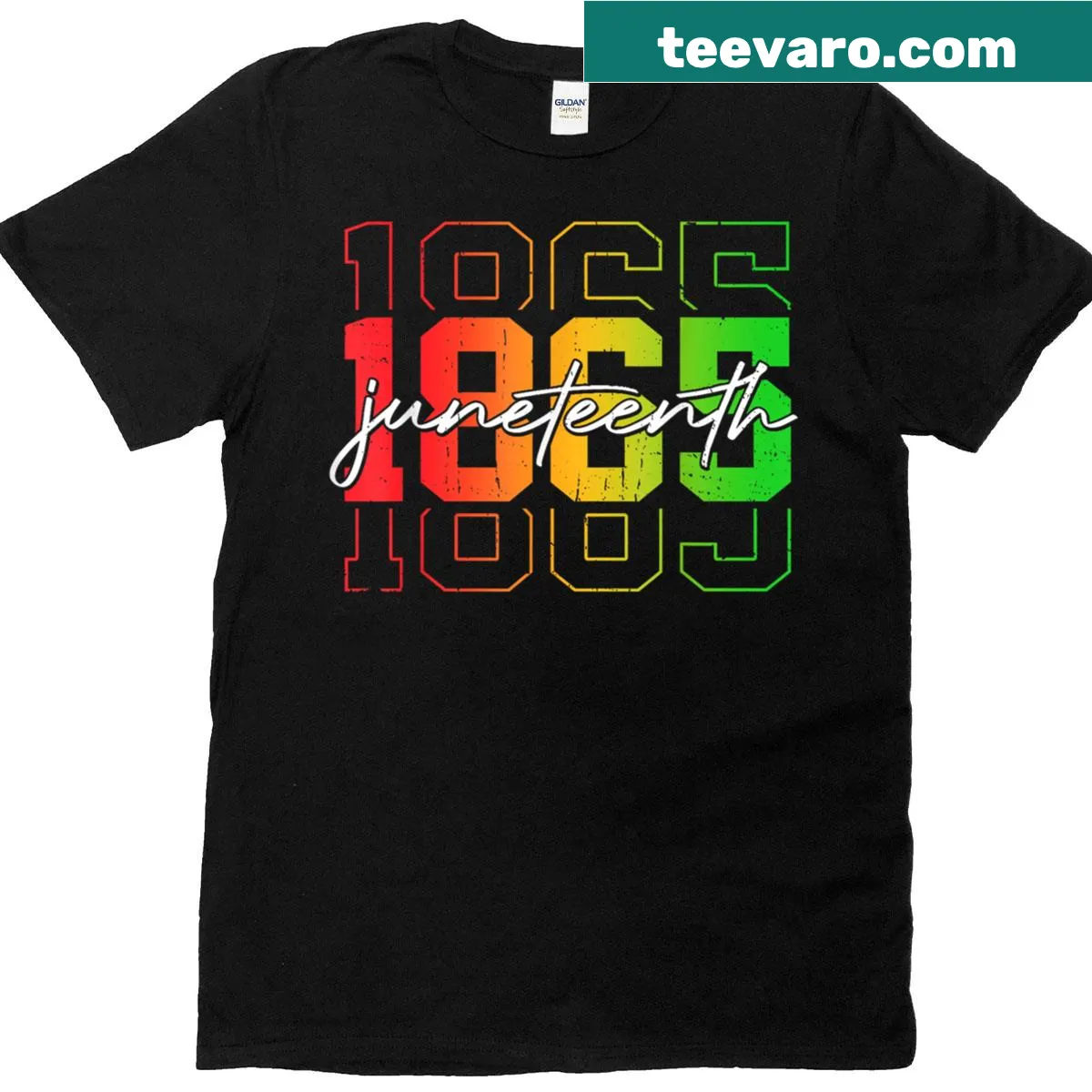 Juneteenth T-shirt celebrating Black freedom with bold typography. — on a men's t-shirt