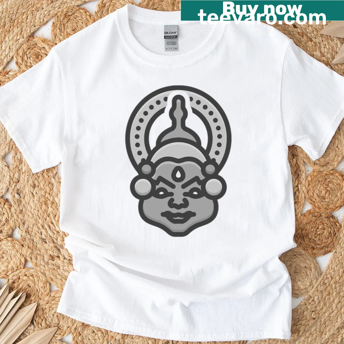 Cultural T-shirt featuring Kathakali dance theme in intricate design — on a men's t-shirt