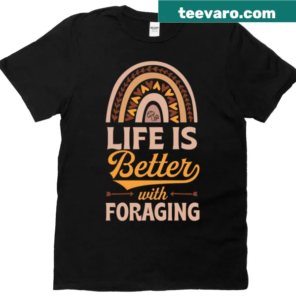 Bohemian style t-shirt celebrating foraging with rainbow design