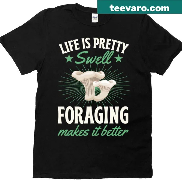 Charming t-shirt celebrating foraging with mushroom graphics