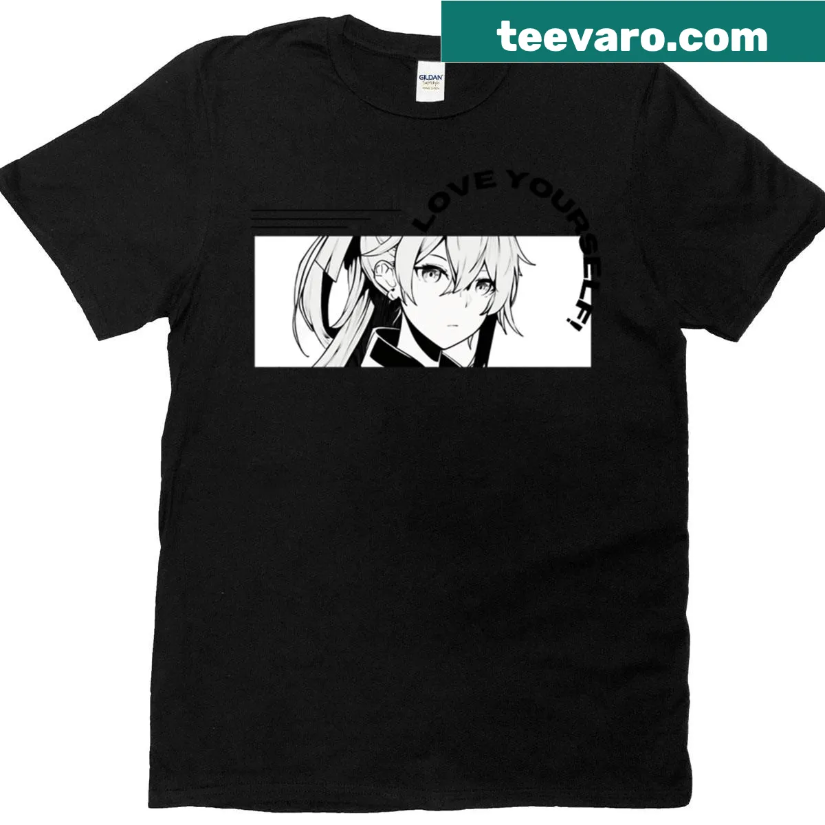 T-shirt with an empowering graphic that says Love Yourself — on a men's t-shirt