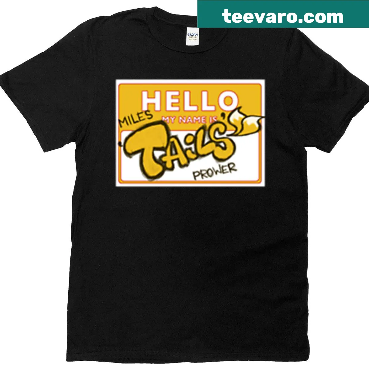 Graffiti-style illustration of Tails from gaming — on a men's t-shirt