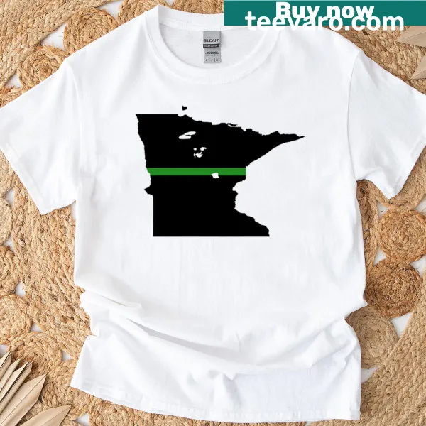 Missouri outline with thin green line emblem on a T-shirt