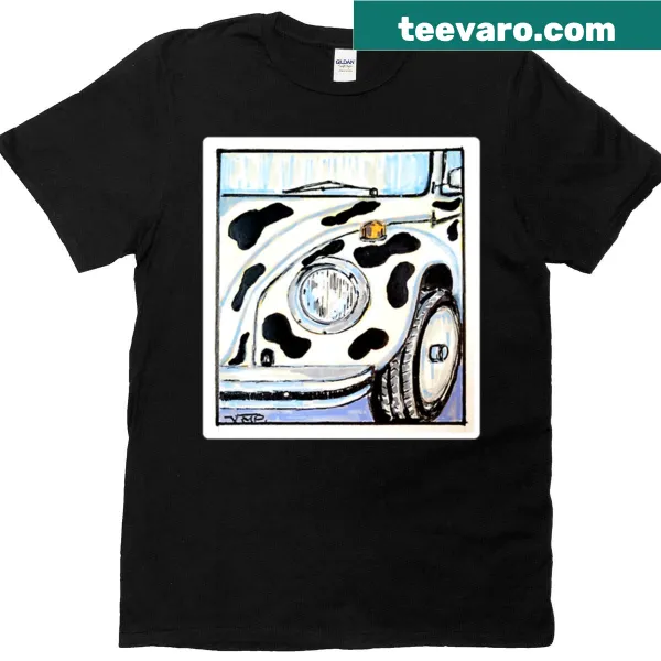 Cartoon cow in a car with the text 'Mooo'