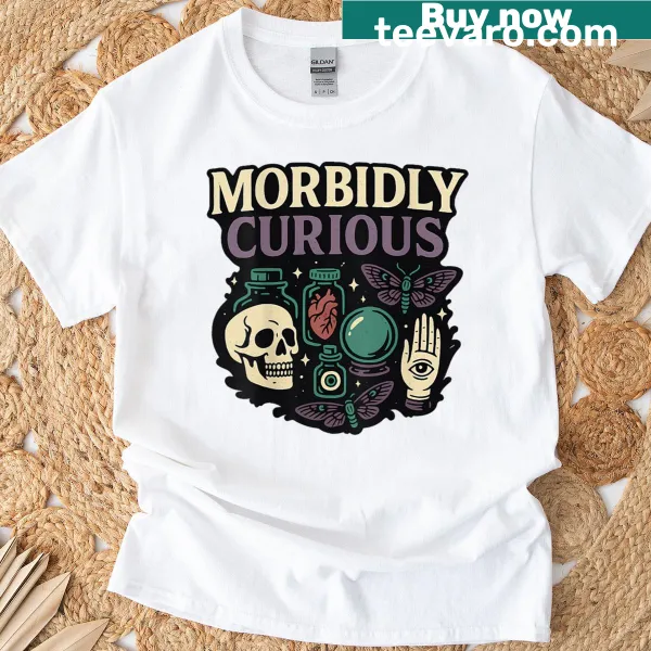 Graphic T-shirt featuring a collection of morbid and curious oddities