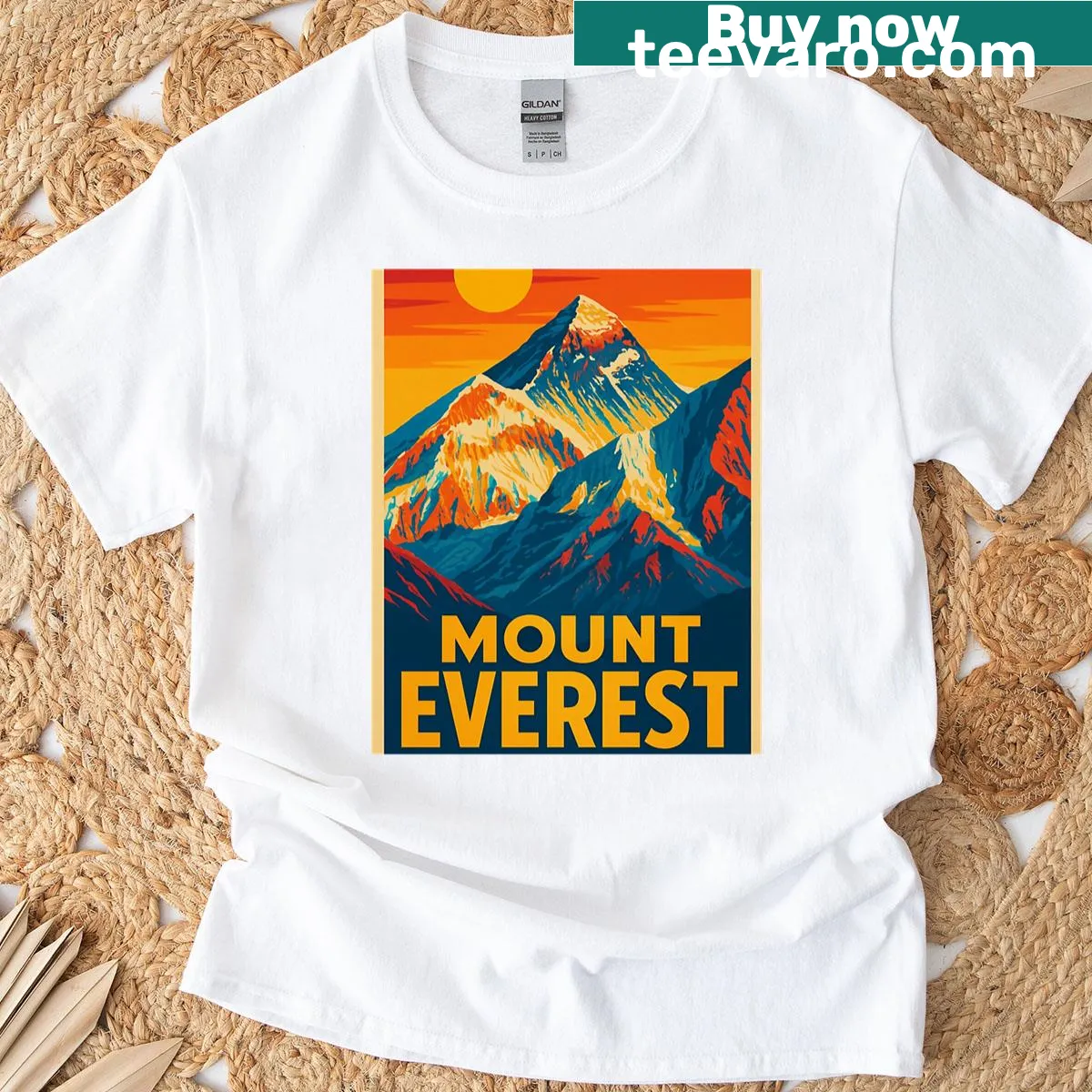 Vintage illustration of Mount Everest on a T-shirt — on a men's t-shirt