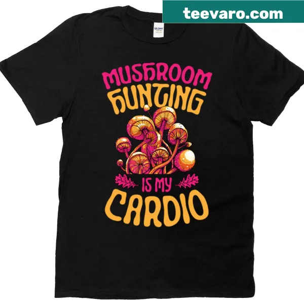 Mushroom foraging themed T-shirt with fun text graphic.