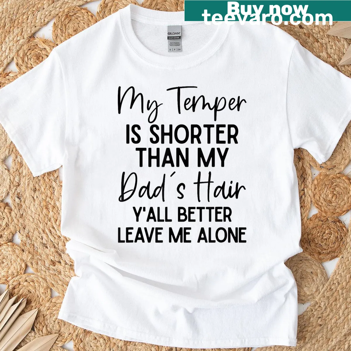Funny dad-themed t-shirt with humorous saying about temper — on a men's t-shirt