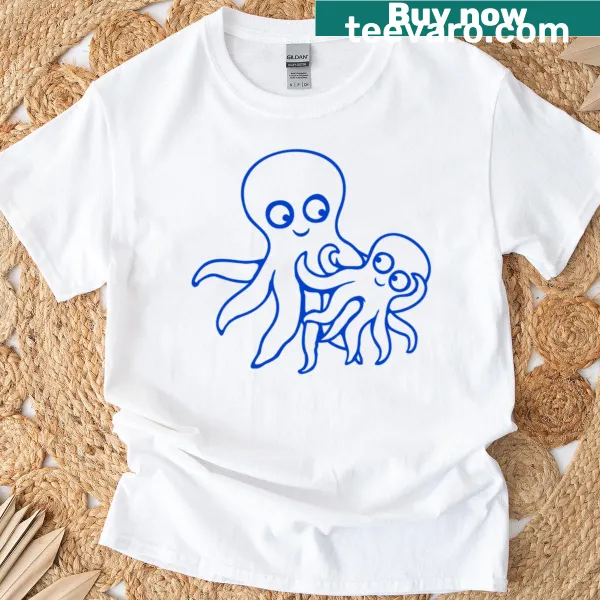 Illustration of an octopus family with mom, dad, and baby