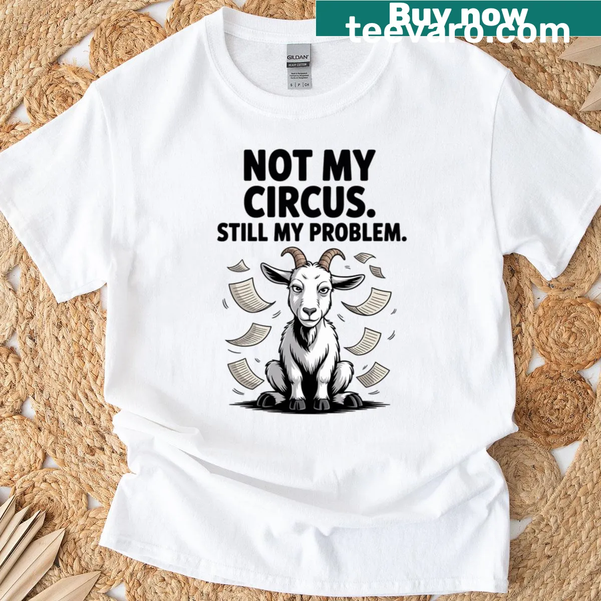 Funny goat-themed T-shirt with a humorous graphic — on a men's t-shirt