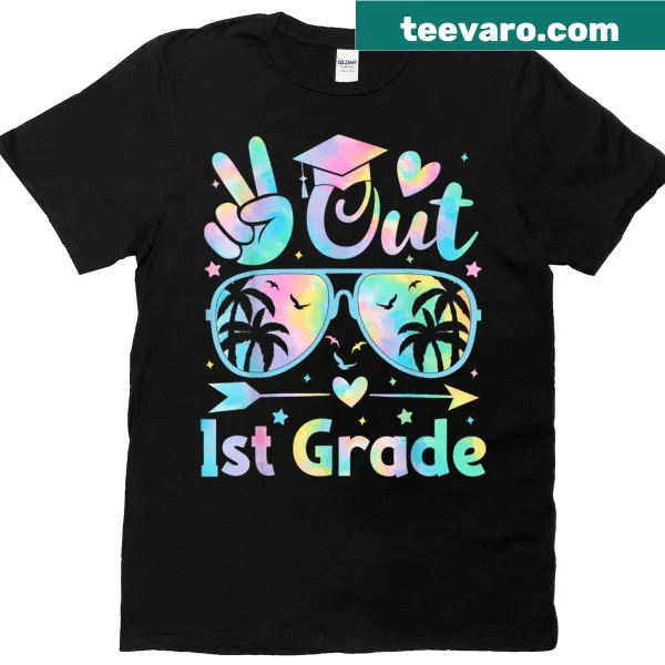 T-shirt celebrating the last day of first grade with a cheerful graphic.