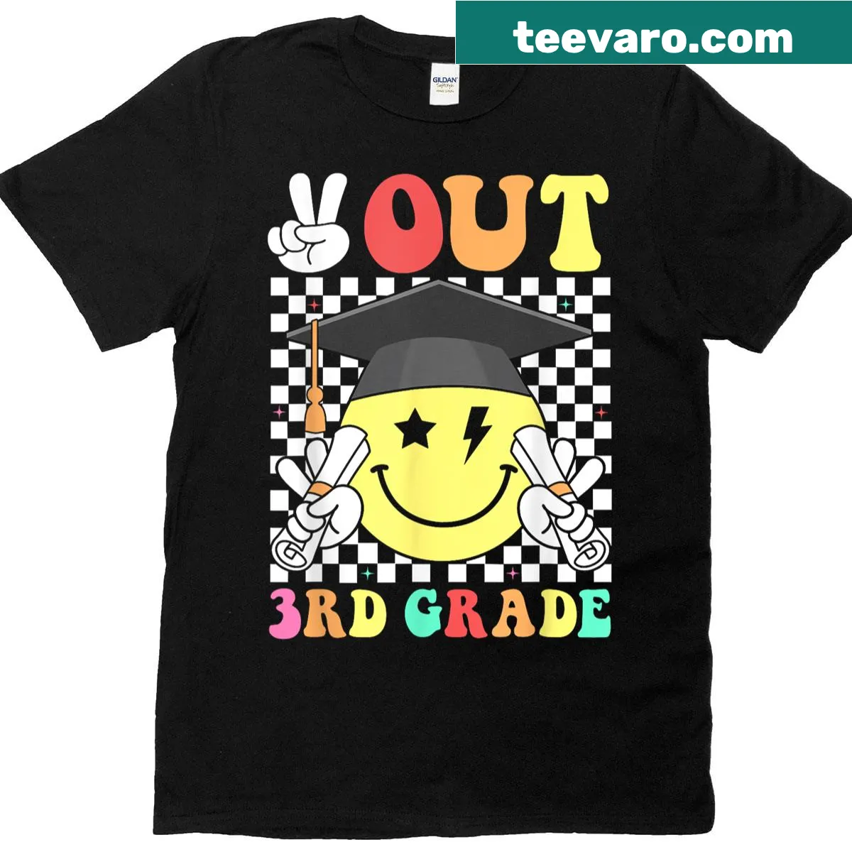 Retro t-shirt celebrating 3rd grade graduation with fun text — on a men's t-shirt
