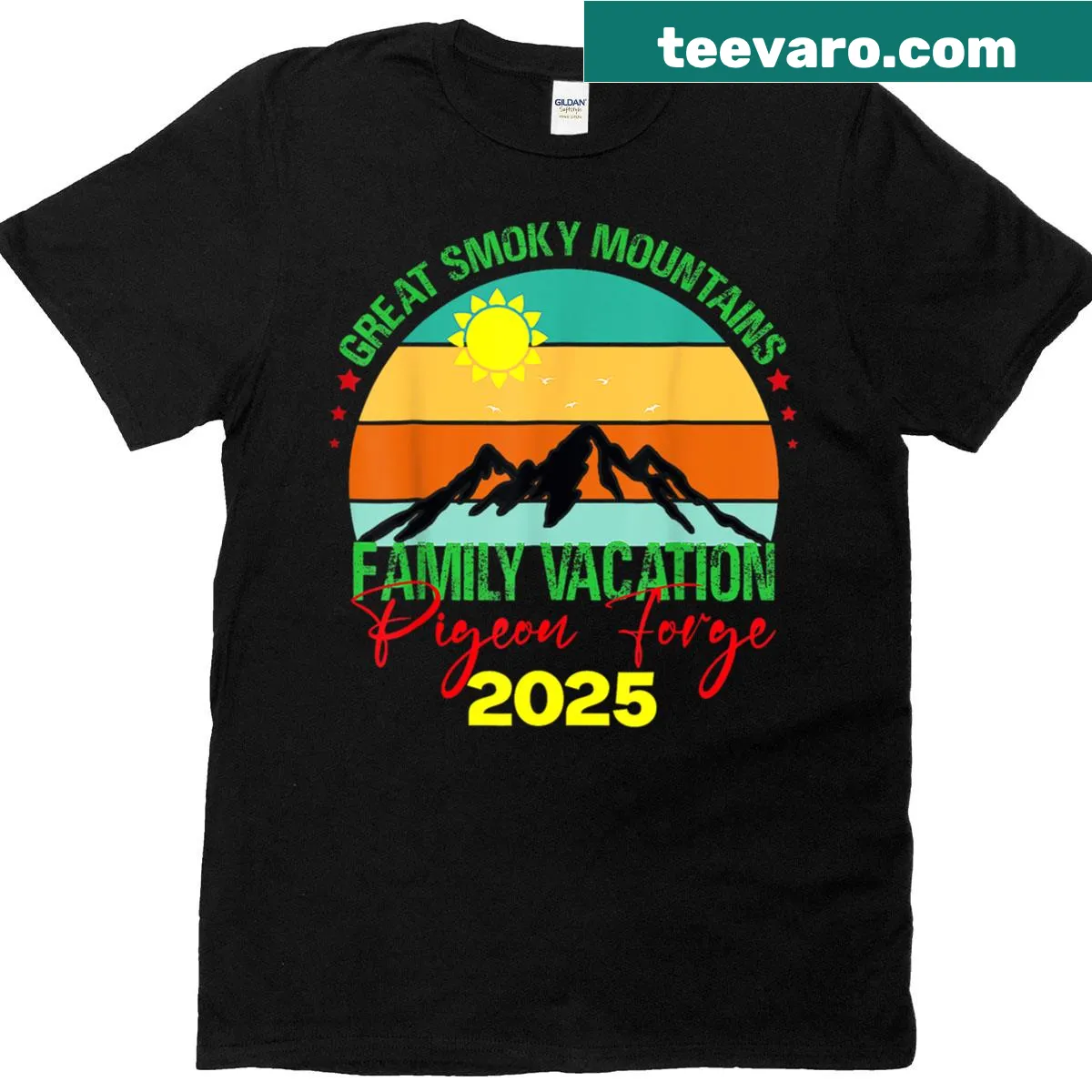 T-shirt commemorating a family trip to Pigeon Forge with fun typography. — on a men's t-shirt