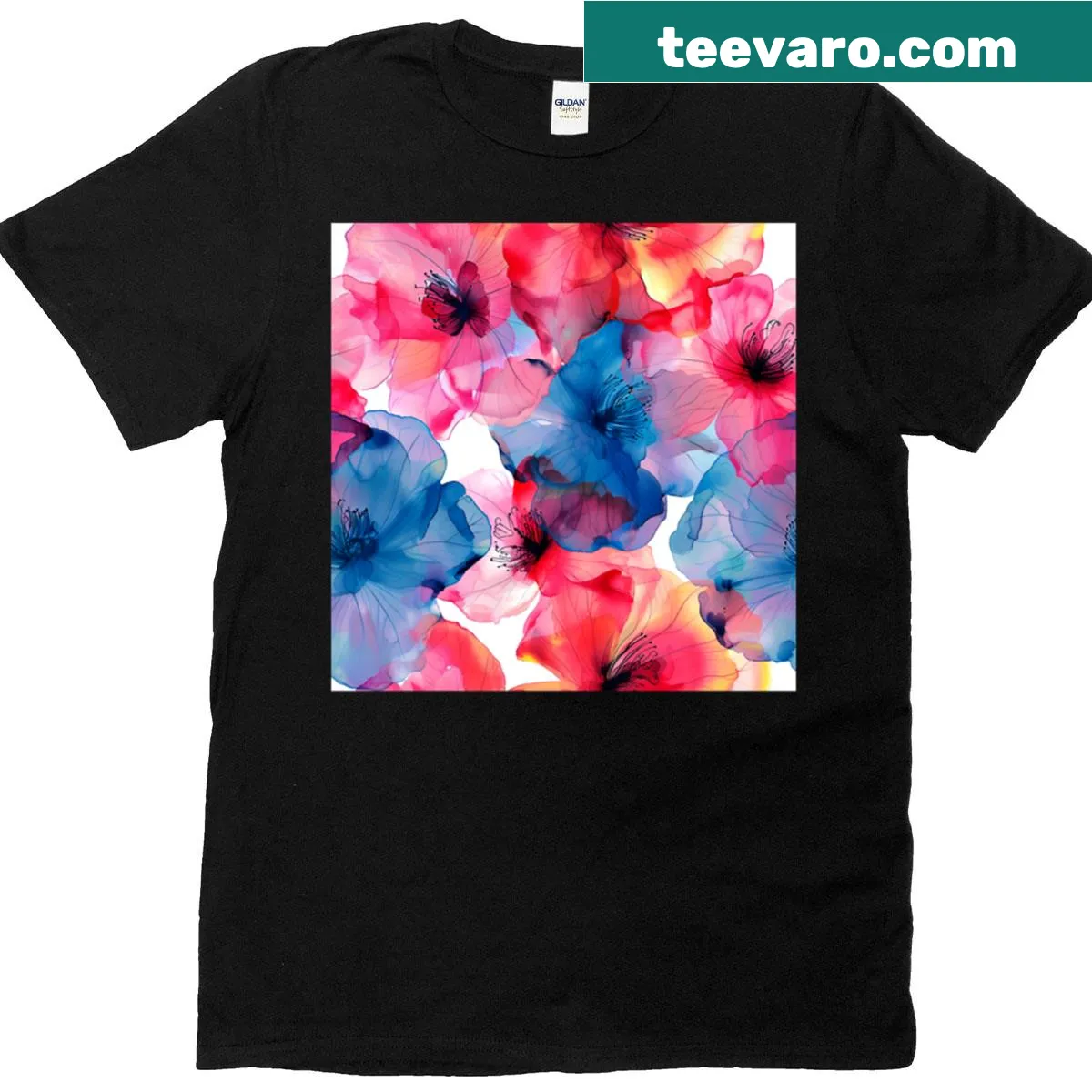 Abstract floral design in alcohol ink on a stylish t-shirt. — on a men's t-shirt