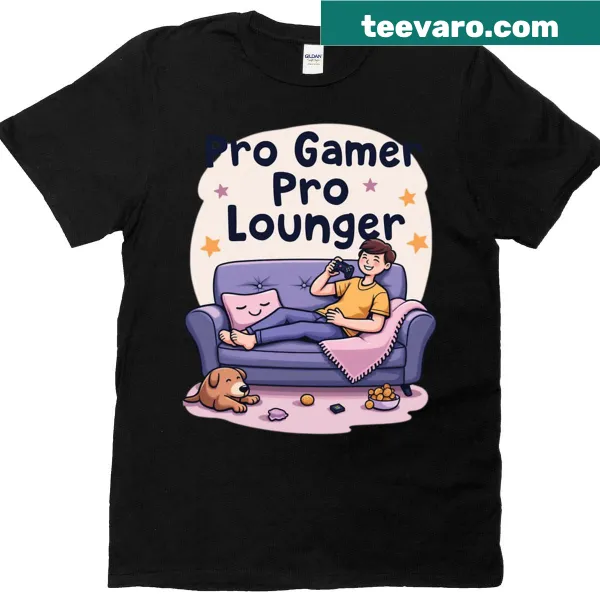 Humorous gaming lifestyle graphic on a t-shirt