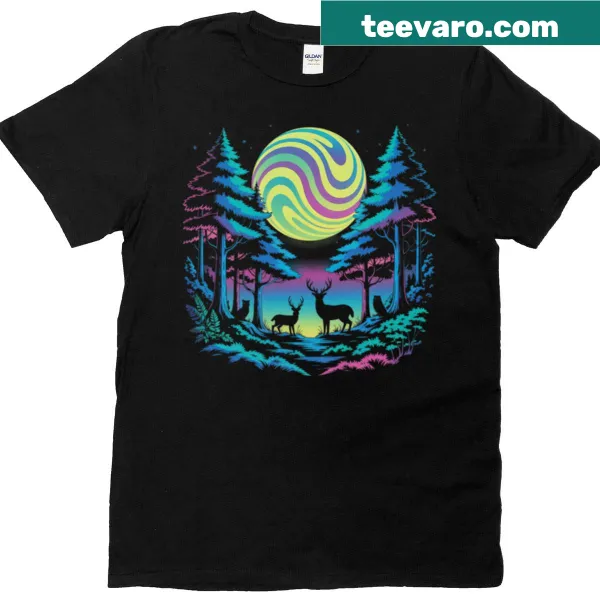 Psychedelic mountain illustration on a t-shirt