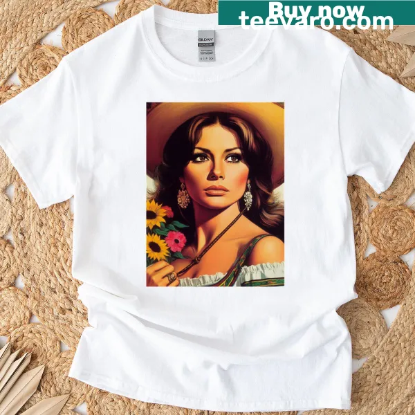 Oversized T-shirt featuring a retro illustration of a Hispanic woman