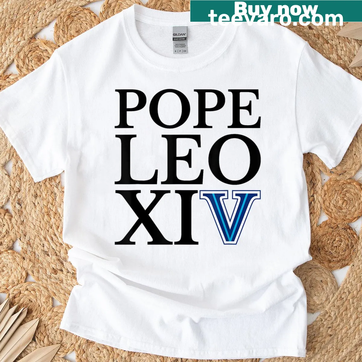 Illustration of Pope Leo XIV and the Vatican on a t-shirt — on a men's t-shirt