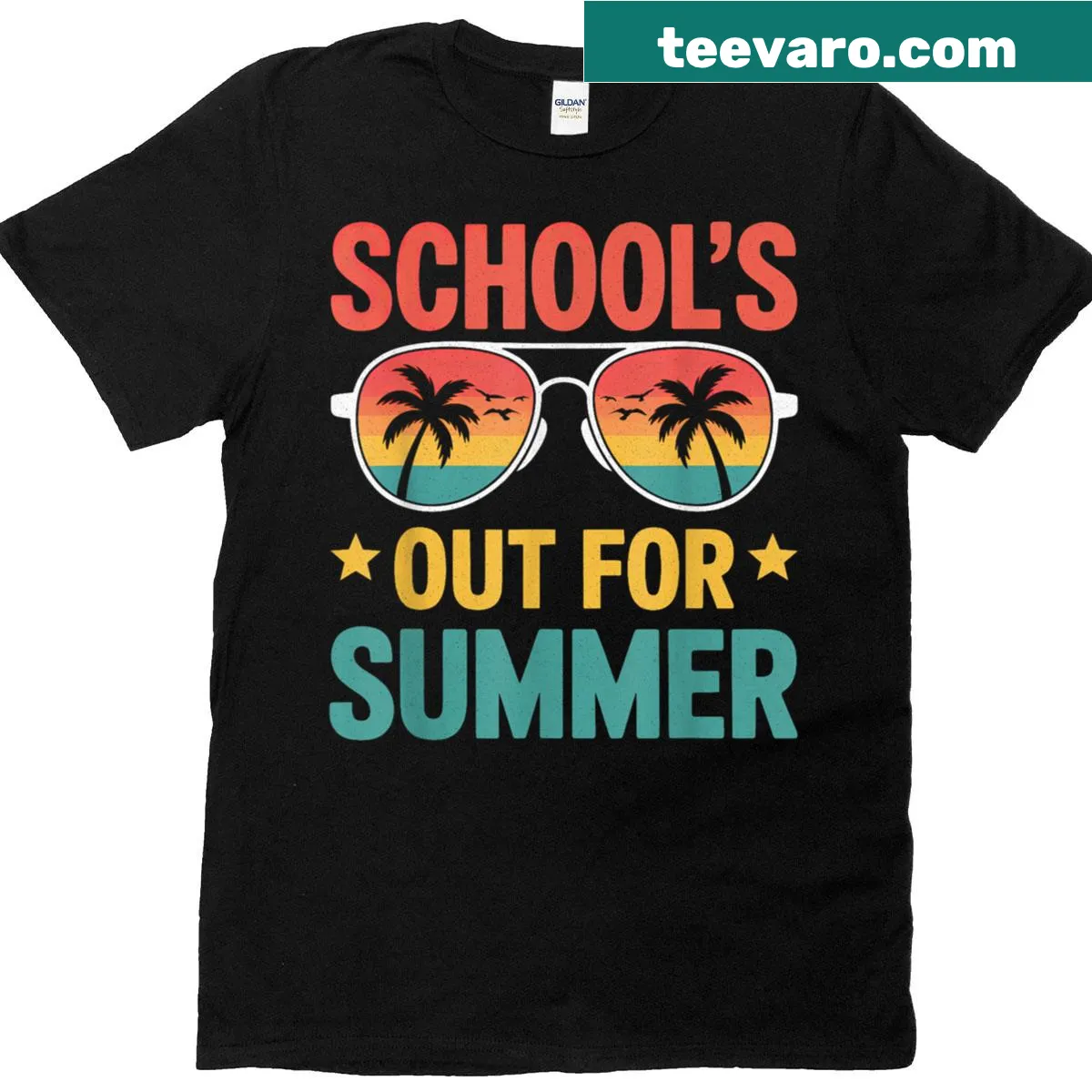 Funny T-shirt for teachers with 'Schools Out For Summer' text — on a men's t-shirt