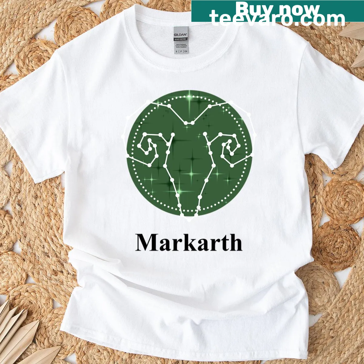 Skyrim Markarth Constellation T-shirt featuring celestial designs — on a men's t-shirt