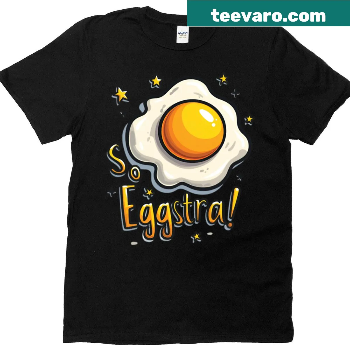 Playful typography featuring egg puns — on a men's t-shirt