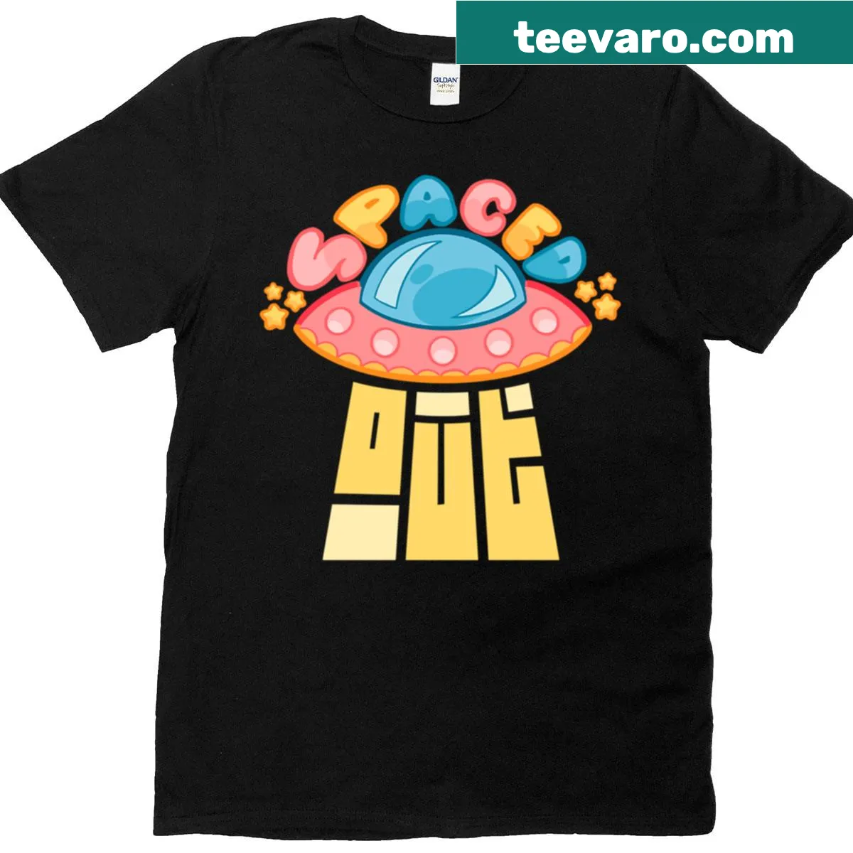 UFO graphic T-shirt with a whimsical design — on a men's t-shirt