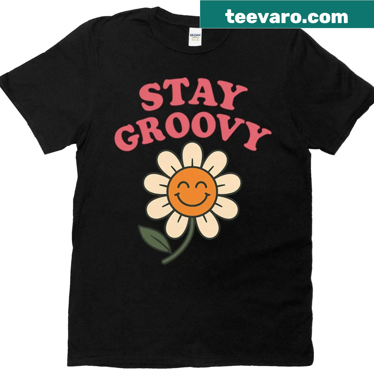 Playful T-shirt with 'Stay Groovy' text — on a men's t-shirt