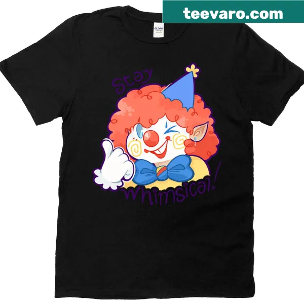 Whimsical clown typography design on a t-shirt