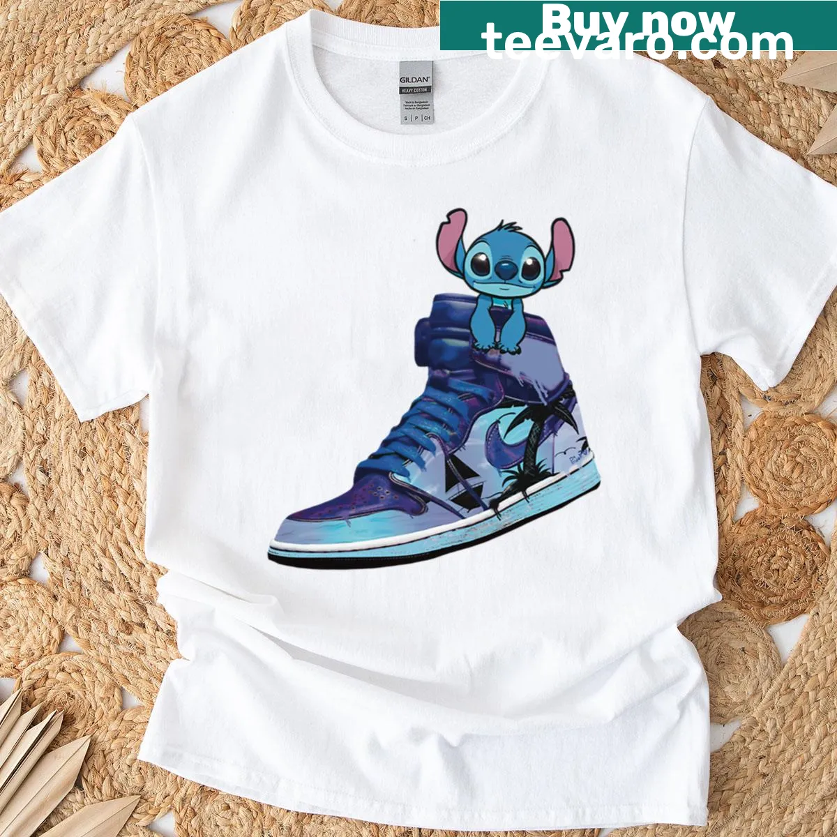 Stitch Sneakers t-shirt featuring a fun character design — on a men's t-shirt
