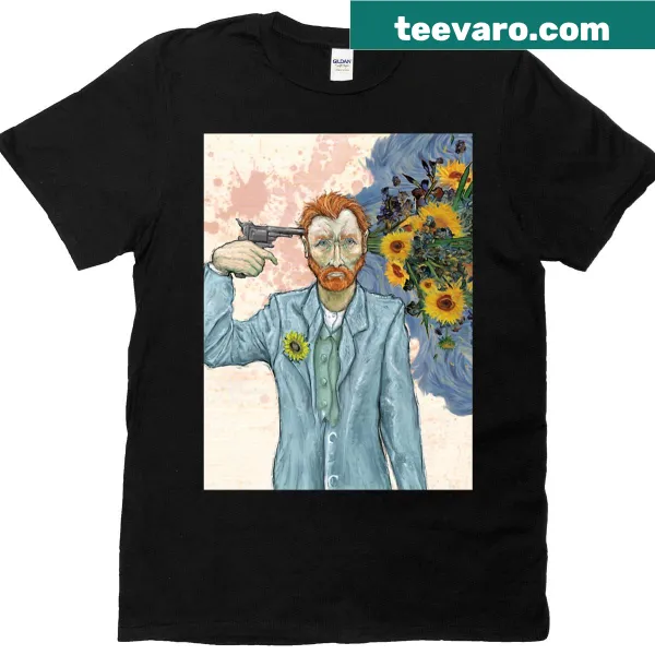 Oversized t-shirt featuring a vintage-style abstract sunflower design inspired by Van Gogh