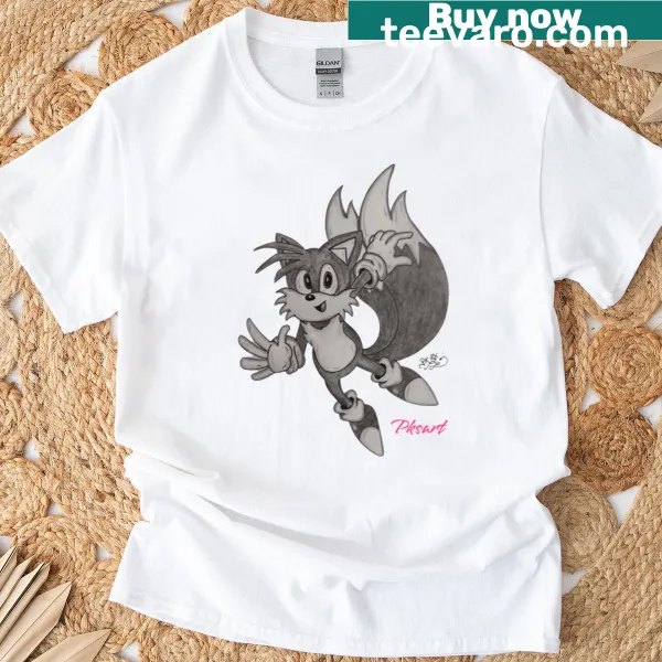 Cartoon drawing of animal tails on a t-shirt