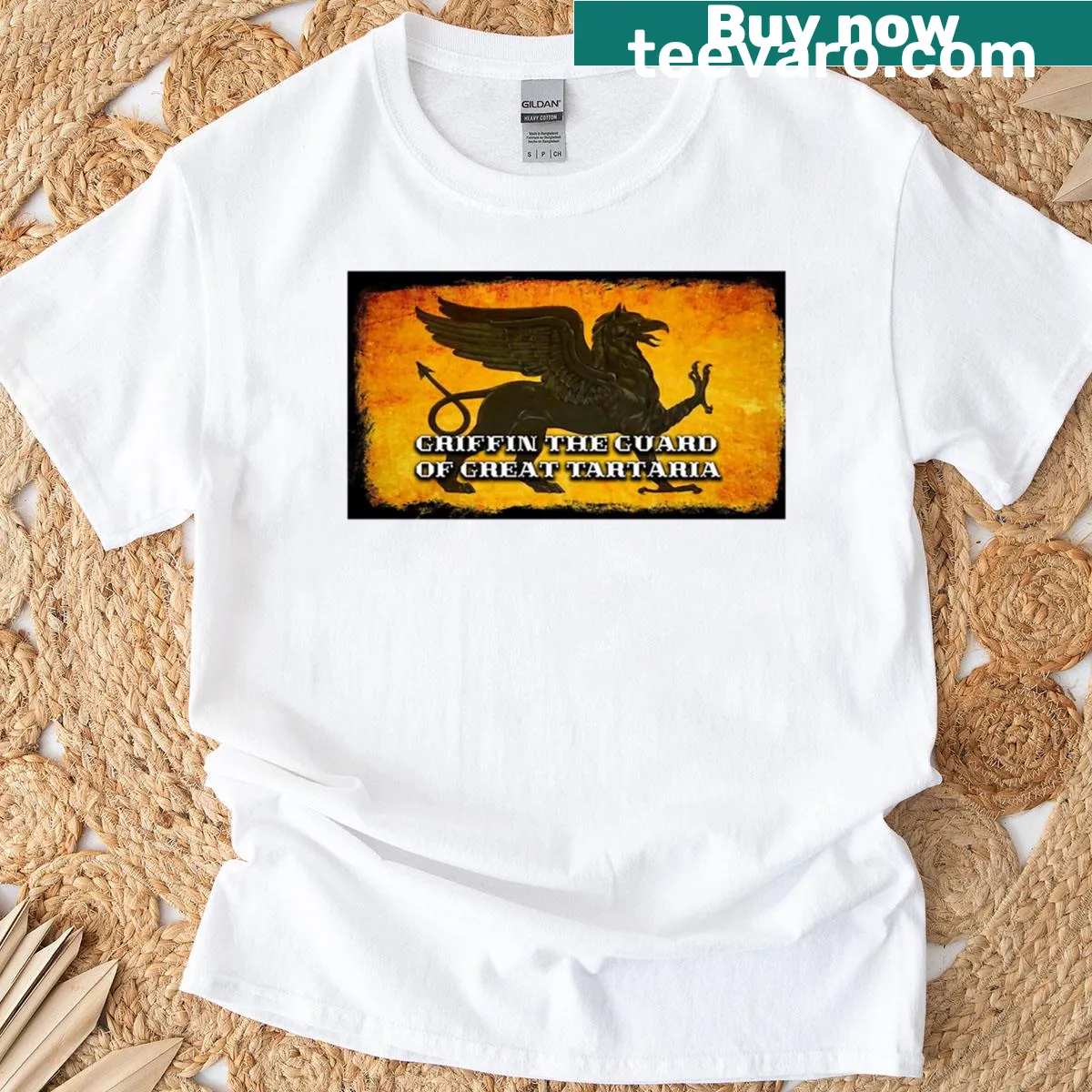 Tartainian Empire graphic on an oversized t-shirt — on a men's t-shirt