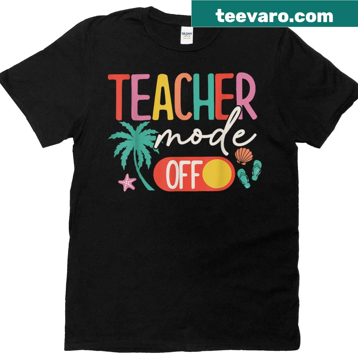 Funny teacher t-shirt with the phrase 'Teacher Mode Off' for summer break — on a men's t-shirt