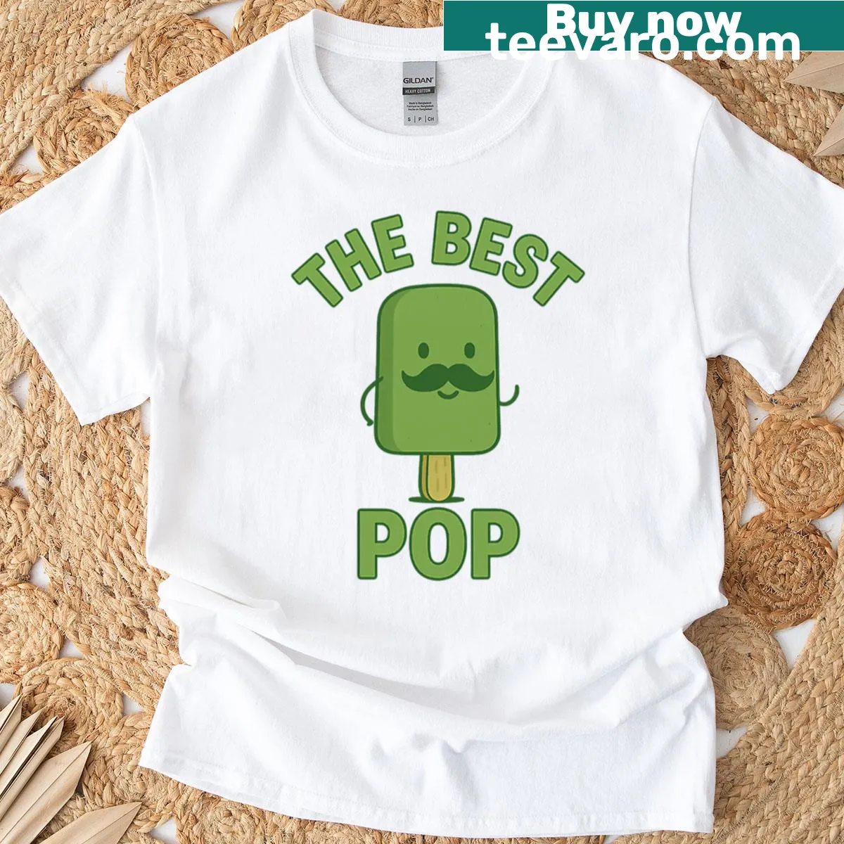 Oversized T-shirt featuring a funny popsicle with a green mustache — on a men's t-shirt