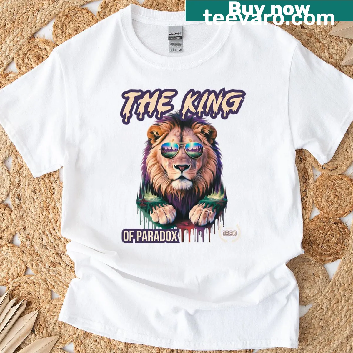 Text 'The King Of Paradox' on a fitted scoop t-shirt — on a men's t-shirt