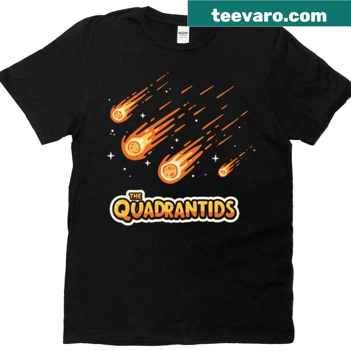 Artistic graphic of the Quadrantids meteor shower — on a men's t-shirt