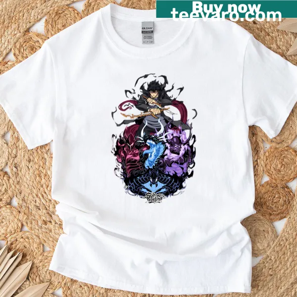 Graphic of Sung Jinwoo, the Second Shadow Monarch, on a T-shirt