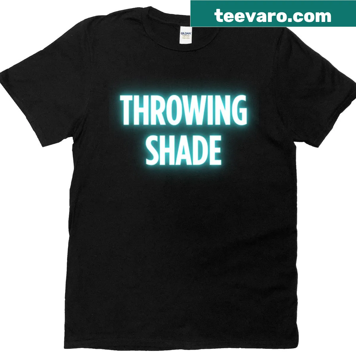 Oversized T-shirt with text 'Throwing Shade' in bold letters — on a men's t-shirt