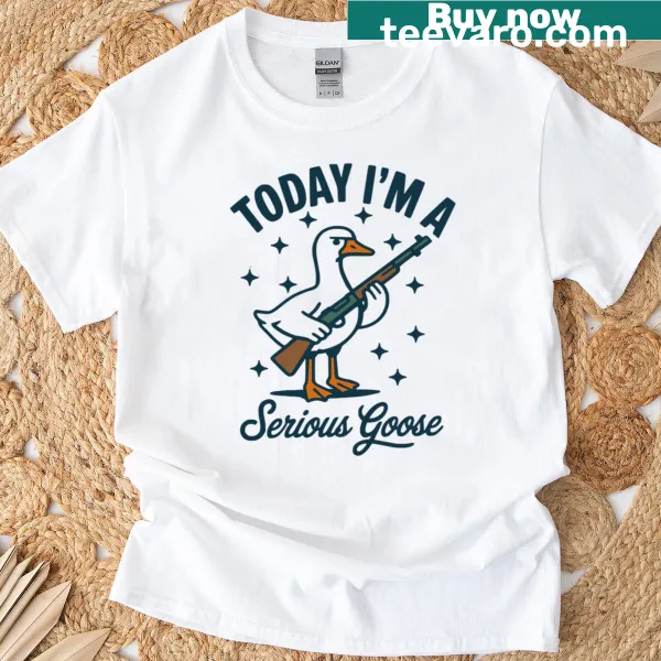 Oversized t-shirt featuring a cartoon goose with a meme theme