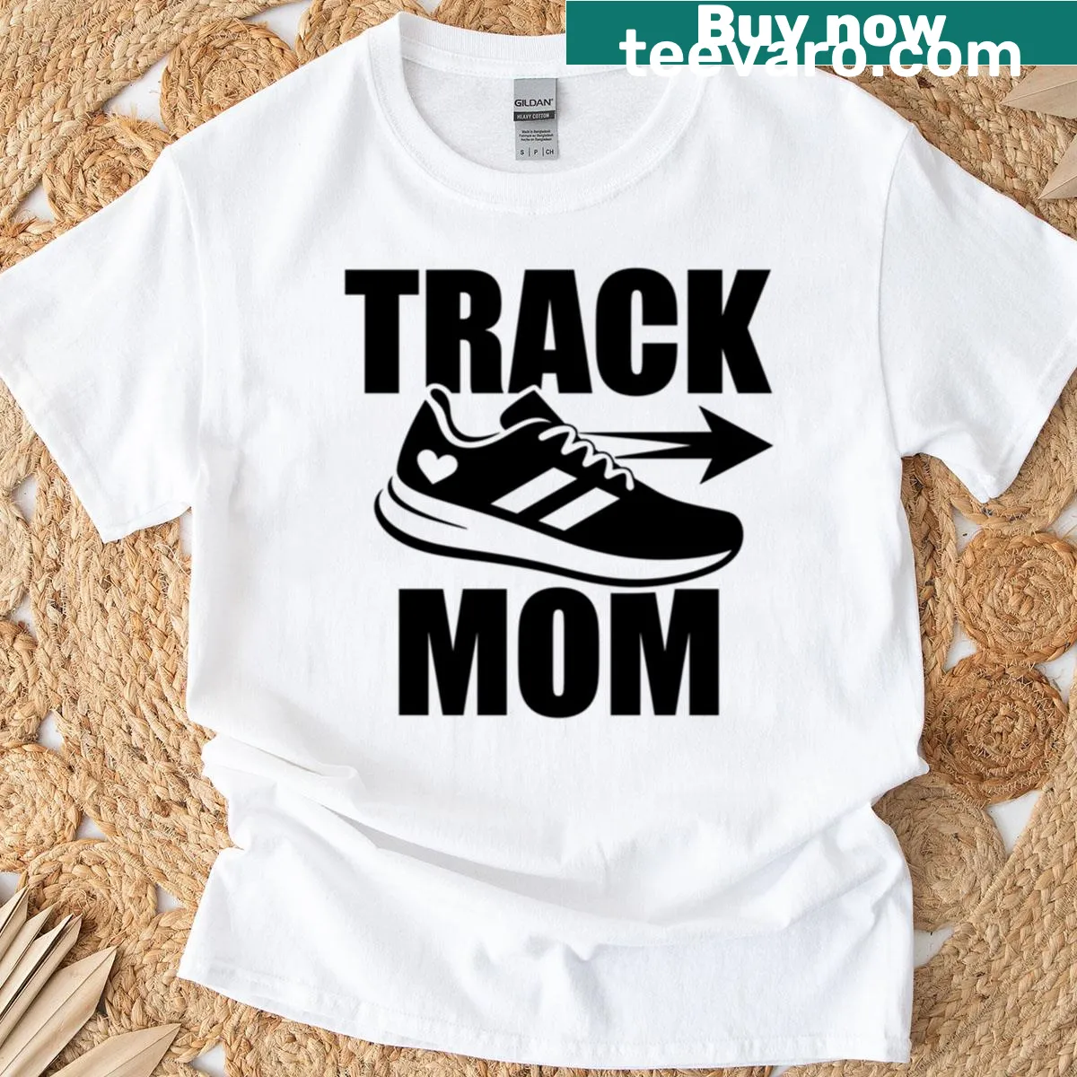 Premium T-shirt featuring bold typography 'Track Mom' — on a men's t-shirt