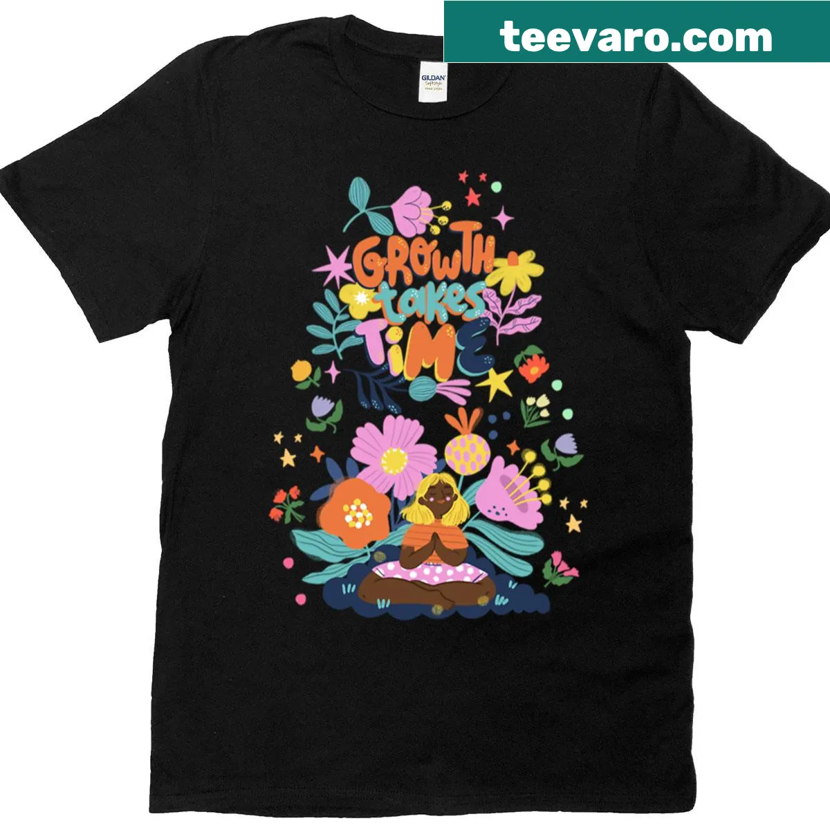 Vintage-style T-shirt with wildflower graphics — on a men's t-shirt