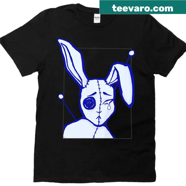 Playful voodoo doll bunny illustration on an oversized T-shirt