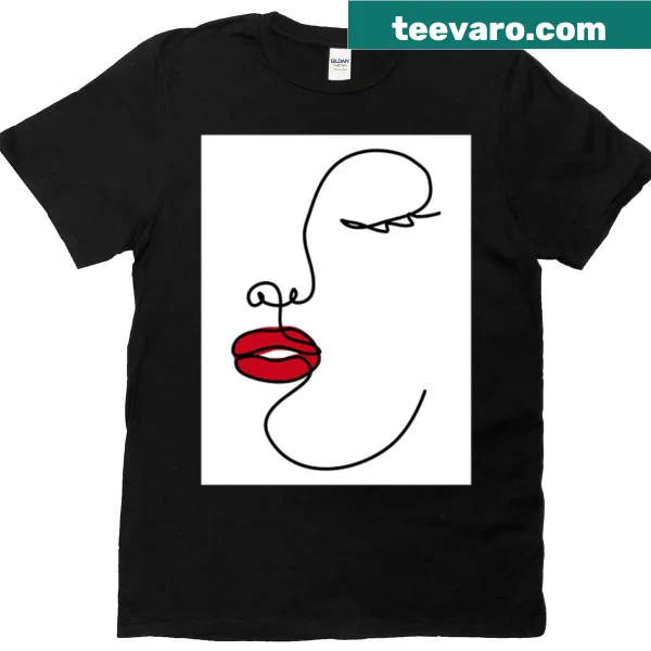 Stylish T-shirt featuring a woman with red lips