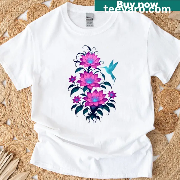 Abstract graphic T-shirt featuring the concept of Xenopetal Harmony