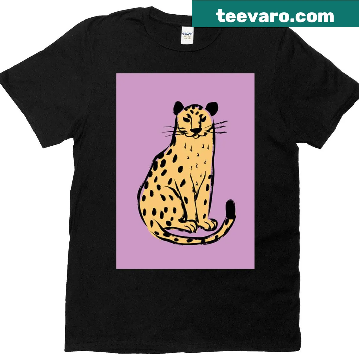 Line-drawn leopard illustration on a T-shirt. — on a men's t-shirt