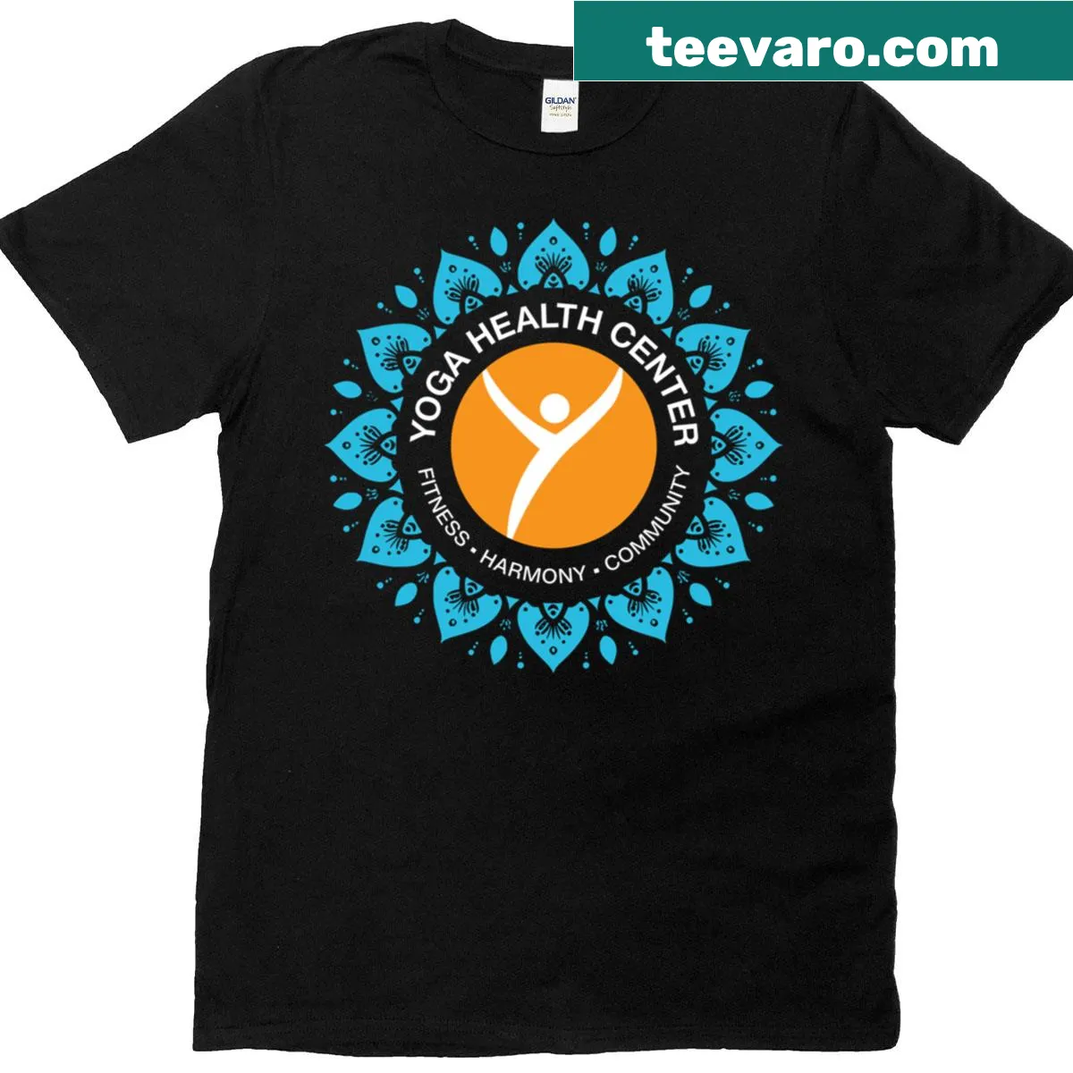 Mandala logo T-shirt representing yoga and wellness. — on a men's t-shirt