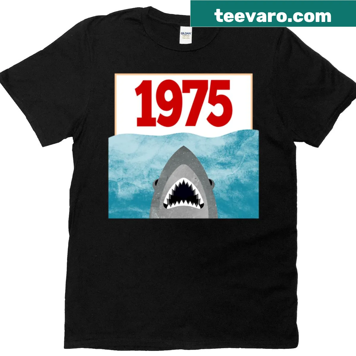 T-shirt celebrating the year 1975 in a stylish font — on a men's t-shirt