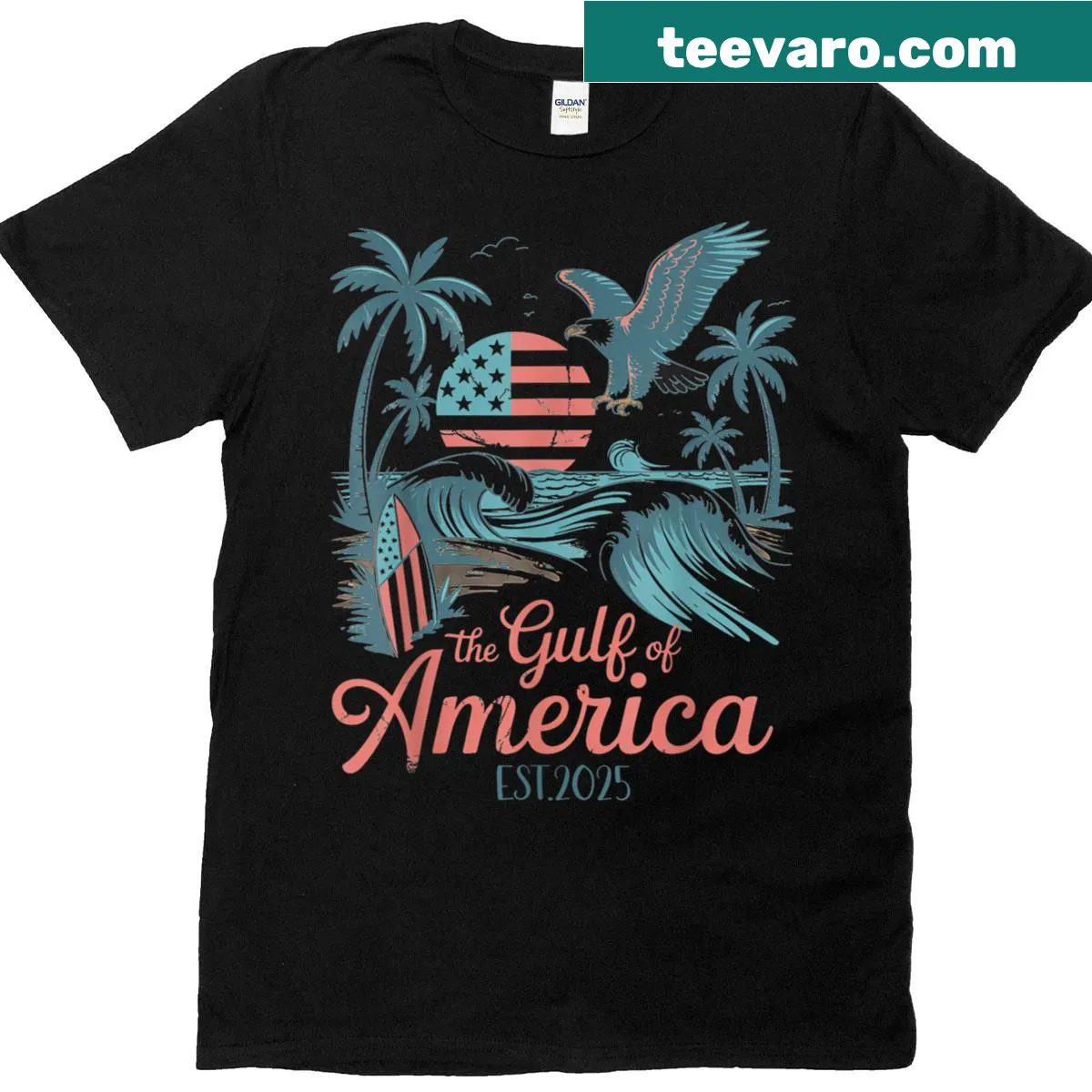 Funny T-shirt with Gulf of USA graphic for 4th of July — on a men's t-shirt